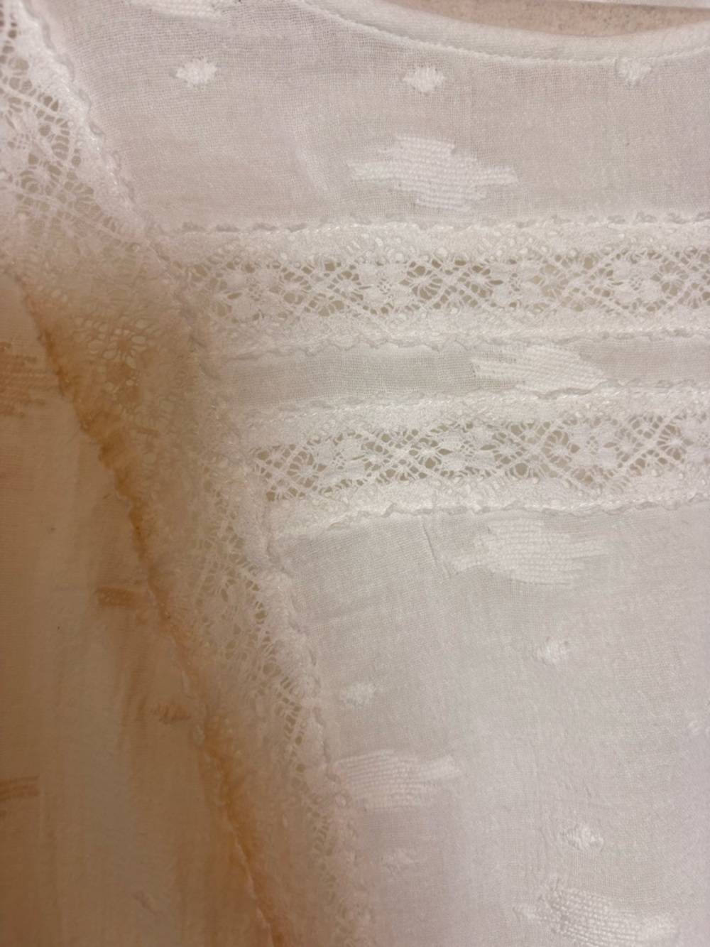 Veronica Beard Carmen White Cotton Lace Pintuck Blouse Romantic Boho Large - Picture 6 of 11